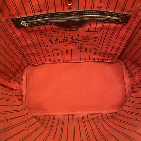 Louis Vuitton Neverfull MM Damier Ebene Cherry Red Tote Shoulder Bag(SP2068) - Picture 8 of 12